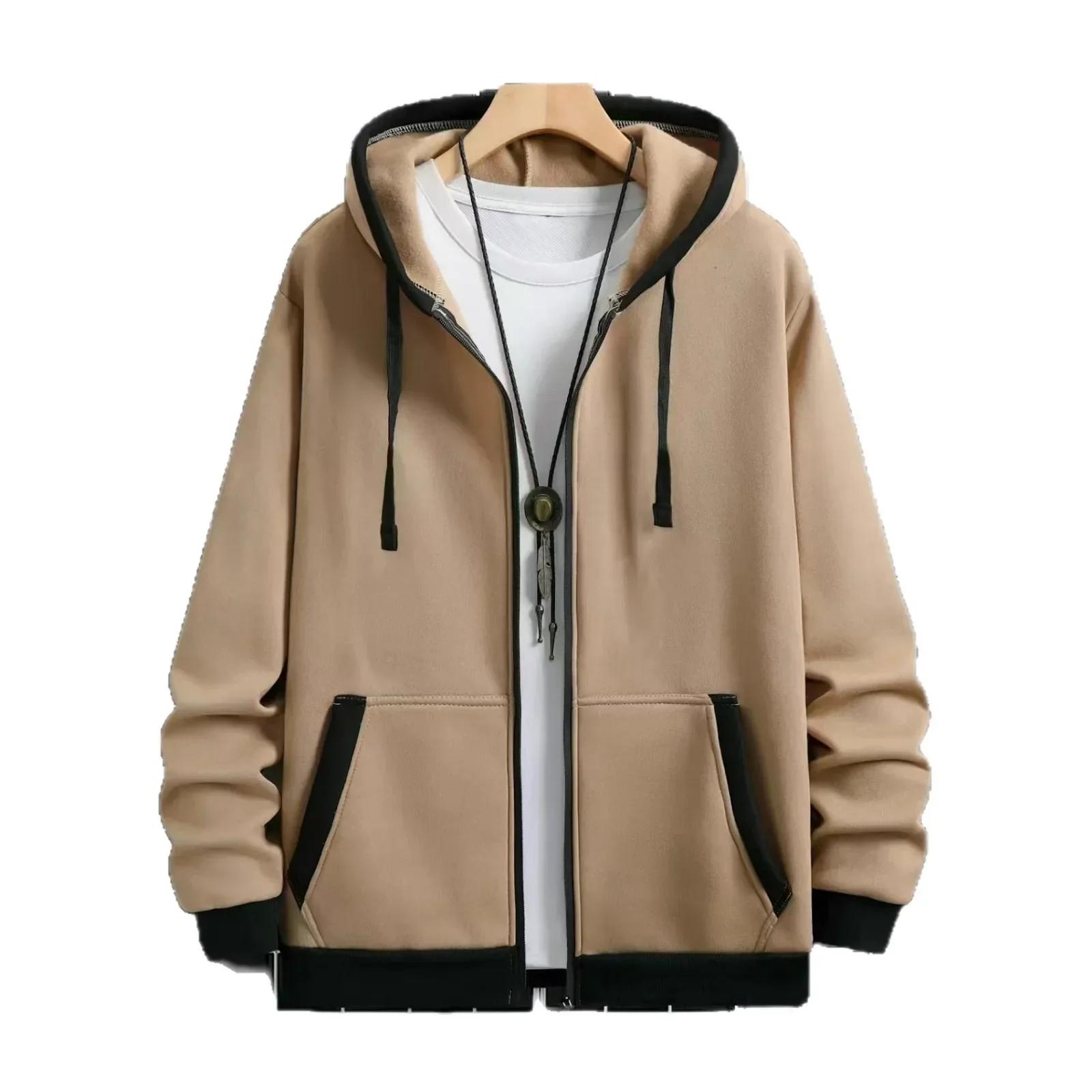 Cardigan épais à capuche et fermeture éclair pour homme, vêtement d'extérieur décontracté, sweat-shi