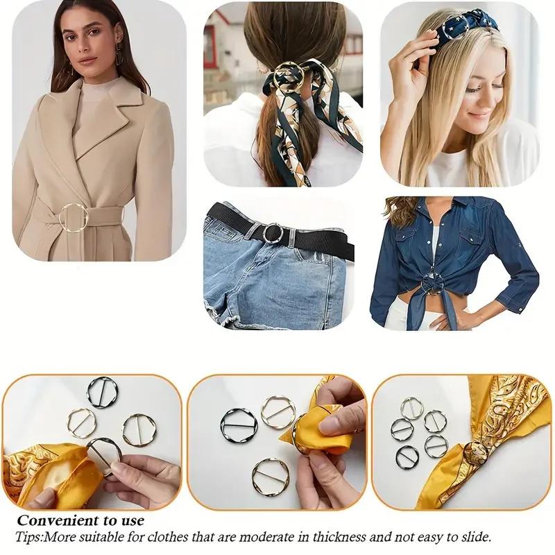 5 pièces/ensemble chemise polyvalente anneau boucle de ceinture ceinture et écharpe ajusteur ceintur