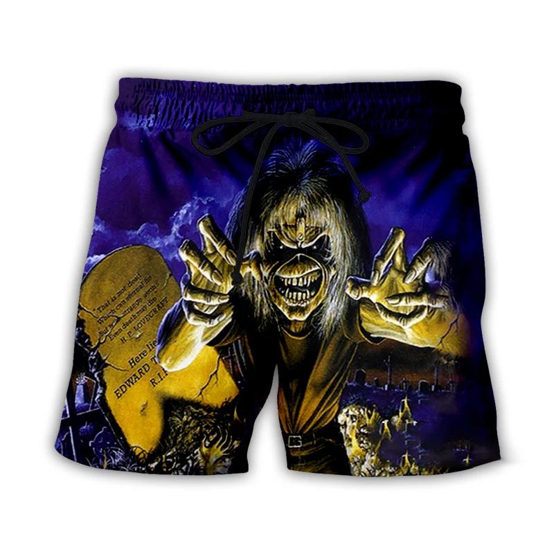 Nouvelle mode impression 3D gothique Vintage horreur crâne été plage Shorts Streetwear hommes séchag