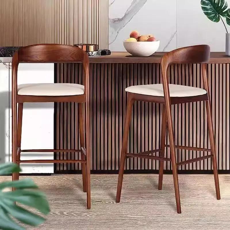 Chaise de Bar en bois nordique, bureaux de réception de luxe de styliste, tabouret haut inhabituel, 