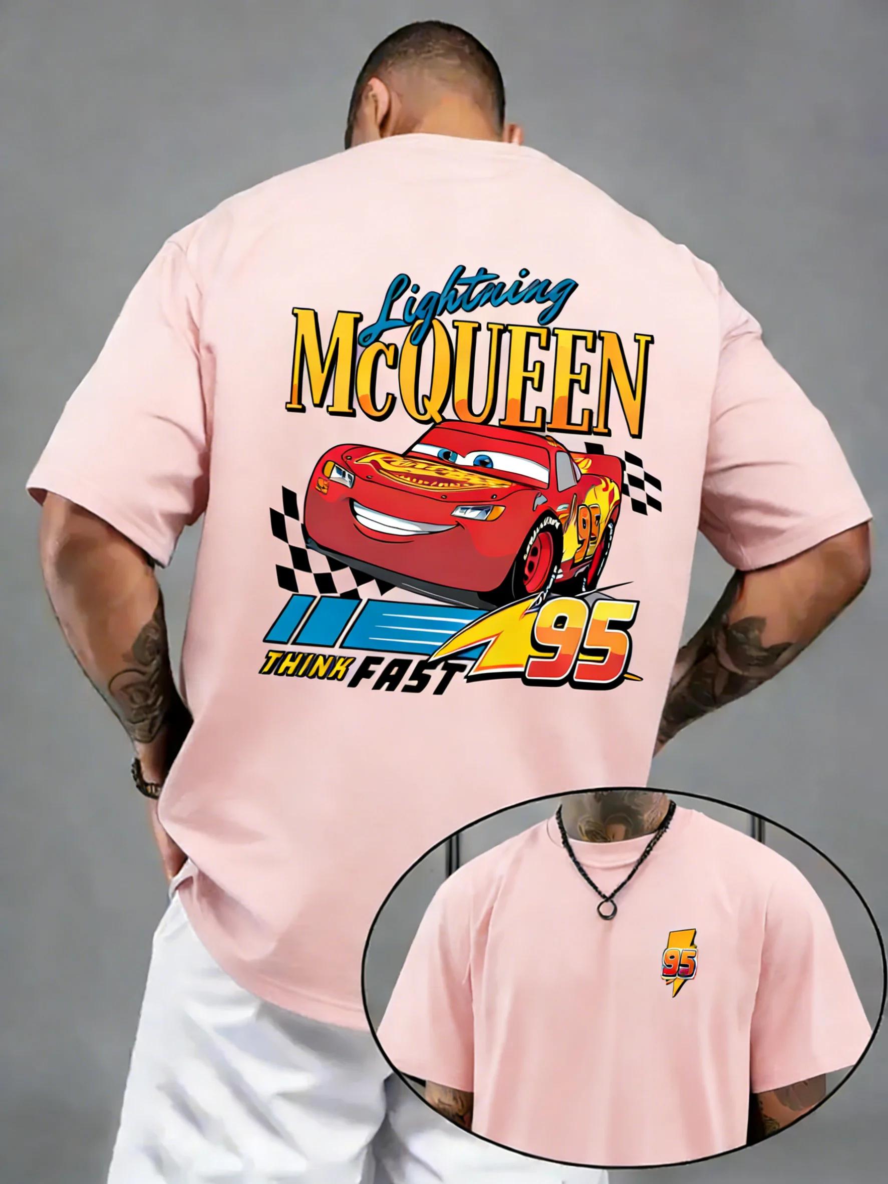 T-shirt imprimé Disney Cars Cartoon, nouveau style d'été pour hommes et femmes, style américain Stre