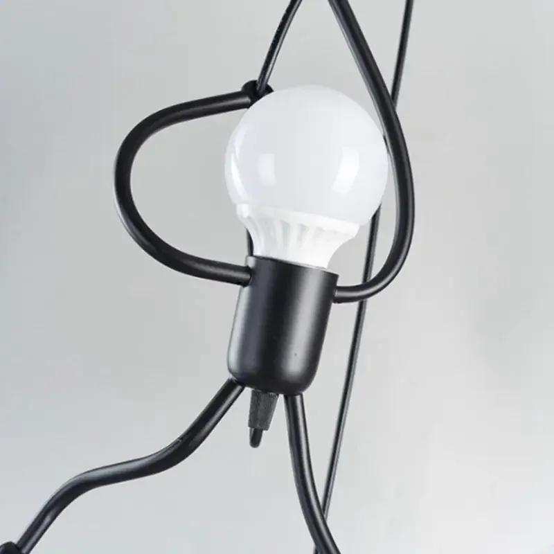 Vintage fer petit homme Arts modernes lustre LED plafonnier maison salon enfants chambre décor noir 