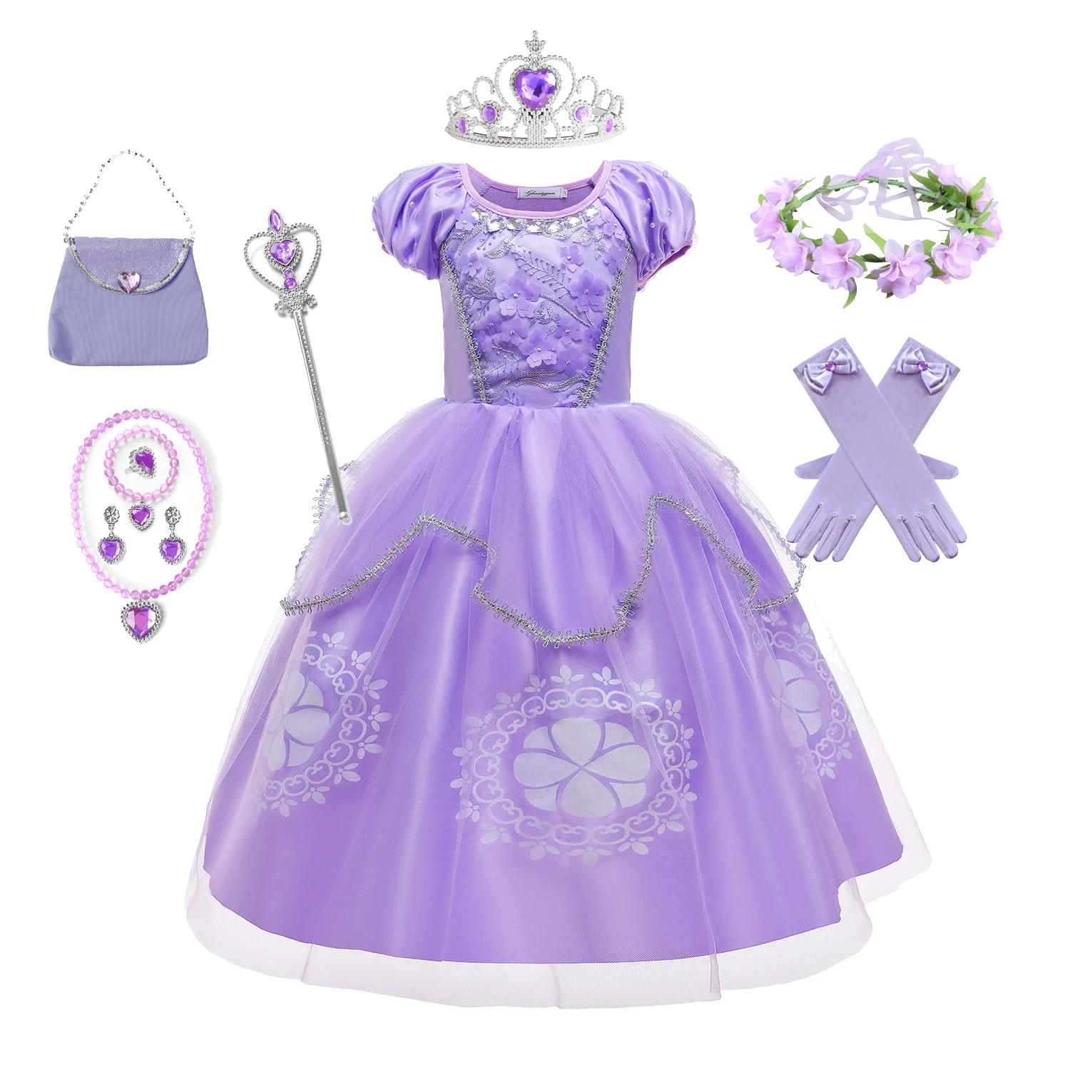 Filles Aurora Belle Raiponce Sofia Princesse Robe Halloween Pâques Cosplay Costume Fête Enfants Robe
