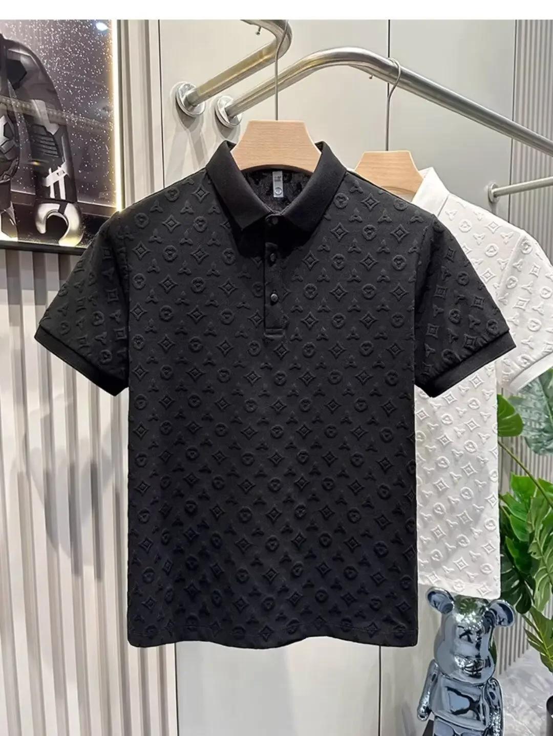 Été nouveaux hommes Lop-up creux à manches courtes Polo T-Shirt glace soie respirant affaires mode T