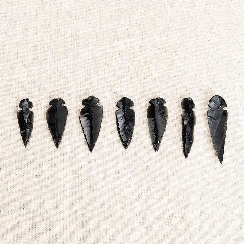 Quartz obsidienne en forme de flèche naturelle, 3 pièces, cristal d'esprit maléfique, décoration de 
