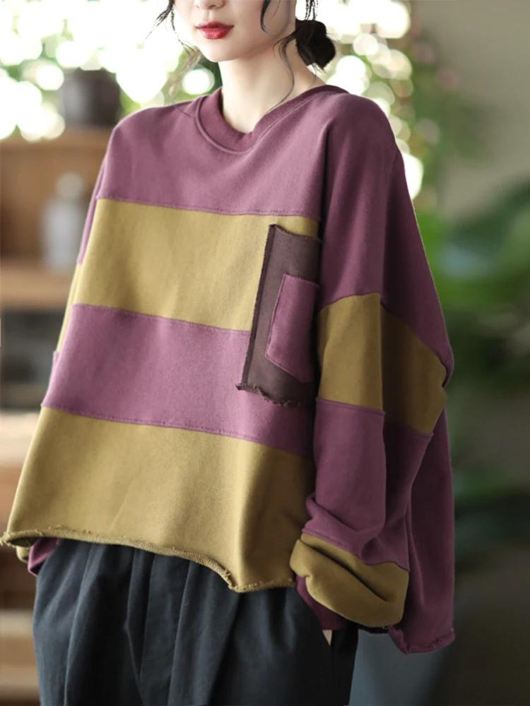 Amax luluE femmes loisirs amples col rond conception sweats à capuche printemps Style britannique Vi