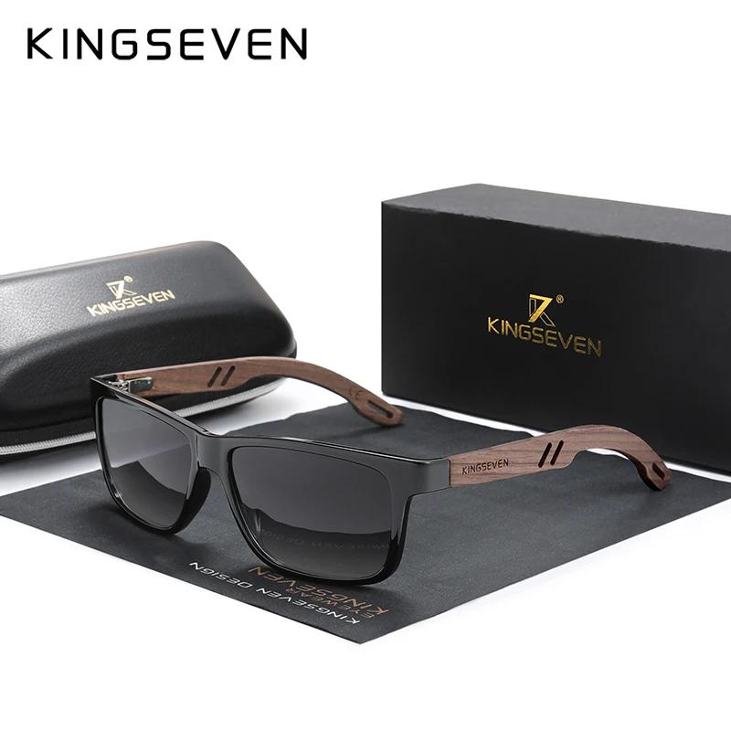 KINGSEVEN 100% lunettes De soleil polarisées Vintage hommes en bois bois Protection UV400 mode lunet