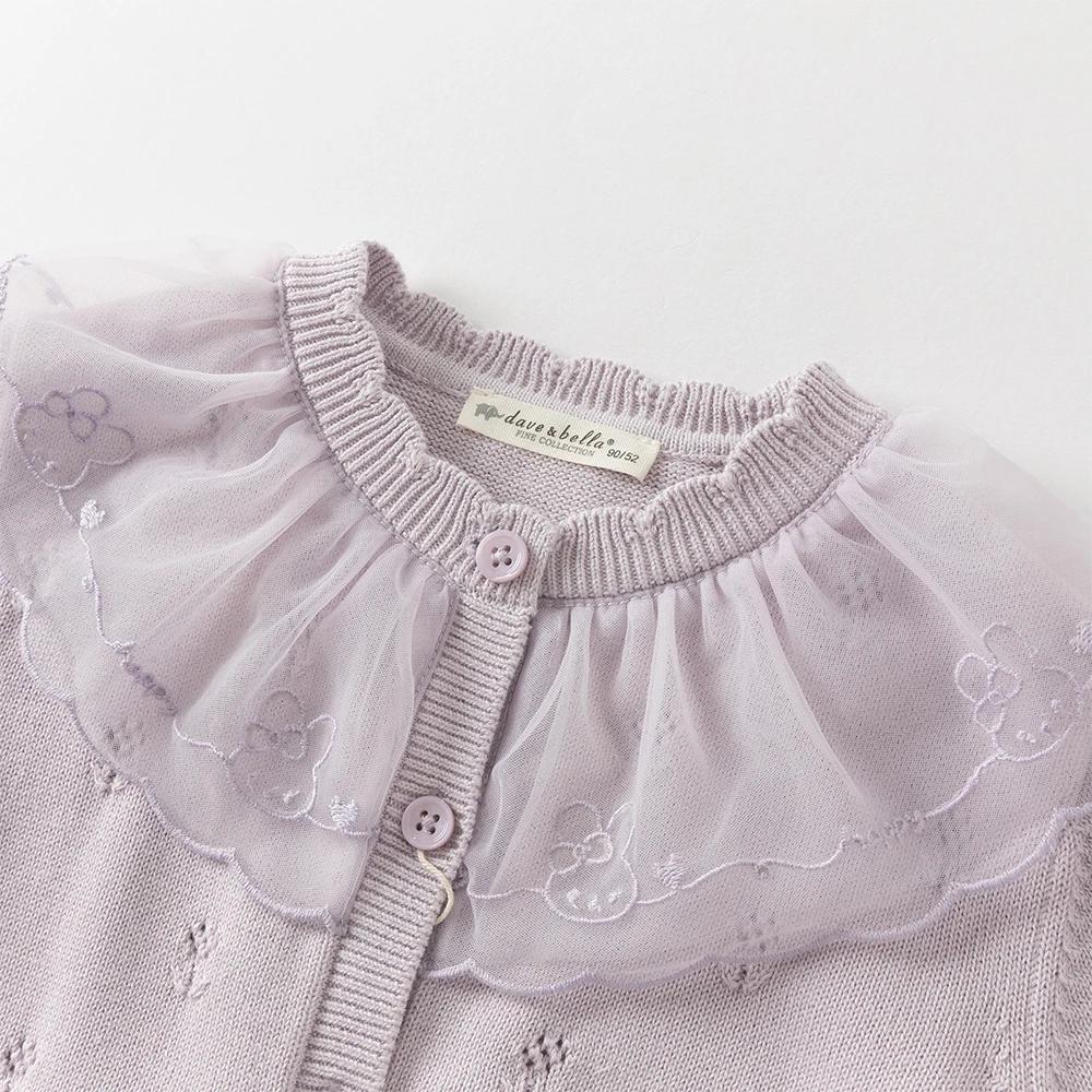 Dave Bella filles bébé pull pull doux mignon maille pétale col enfants tricots filles tricoté Cardig