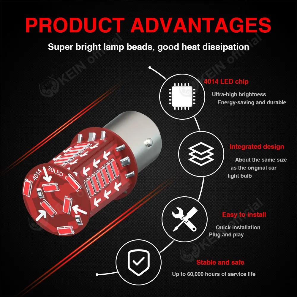 KEIN – feu Stop Flash 1157 ampoule Led stroboscopique P21W P21/5W 1156 BA15S BAY15D T20 7440 7443, f