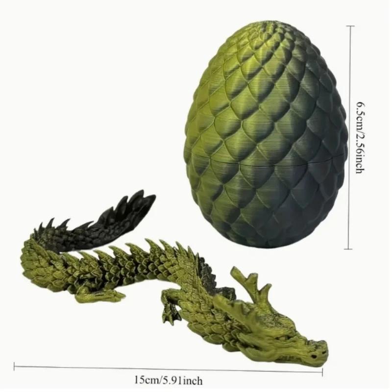 Oeuf Surprise de Dragon chinois 3D, Mini décor articulaire mobile, cadeau de bureau mignon à collect