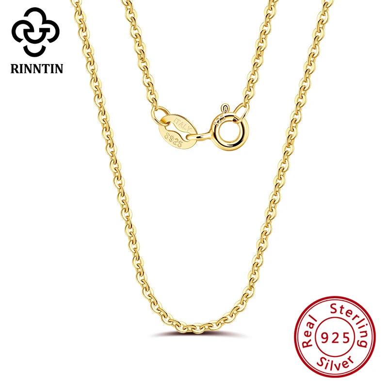 Rinntin 18K or 925 en argent Sterling mode câble lien chaînes collier pour femmes mince cou chaîne a