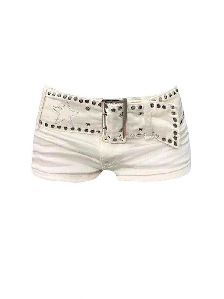 Short en Denim blanc pour femmes Y2k, pantalon court, Harajuku, esthétique, Vintage, taille basse, C
