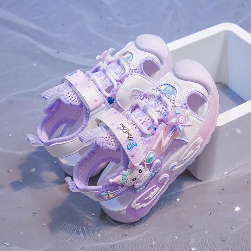 Sandales pour enfants, chaussures de plage en maille Kuromi, chaussures d'été pour filles, antidérap