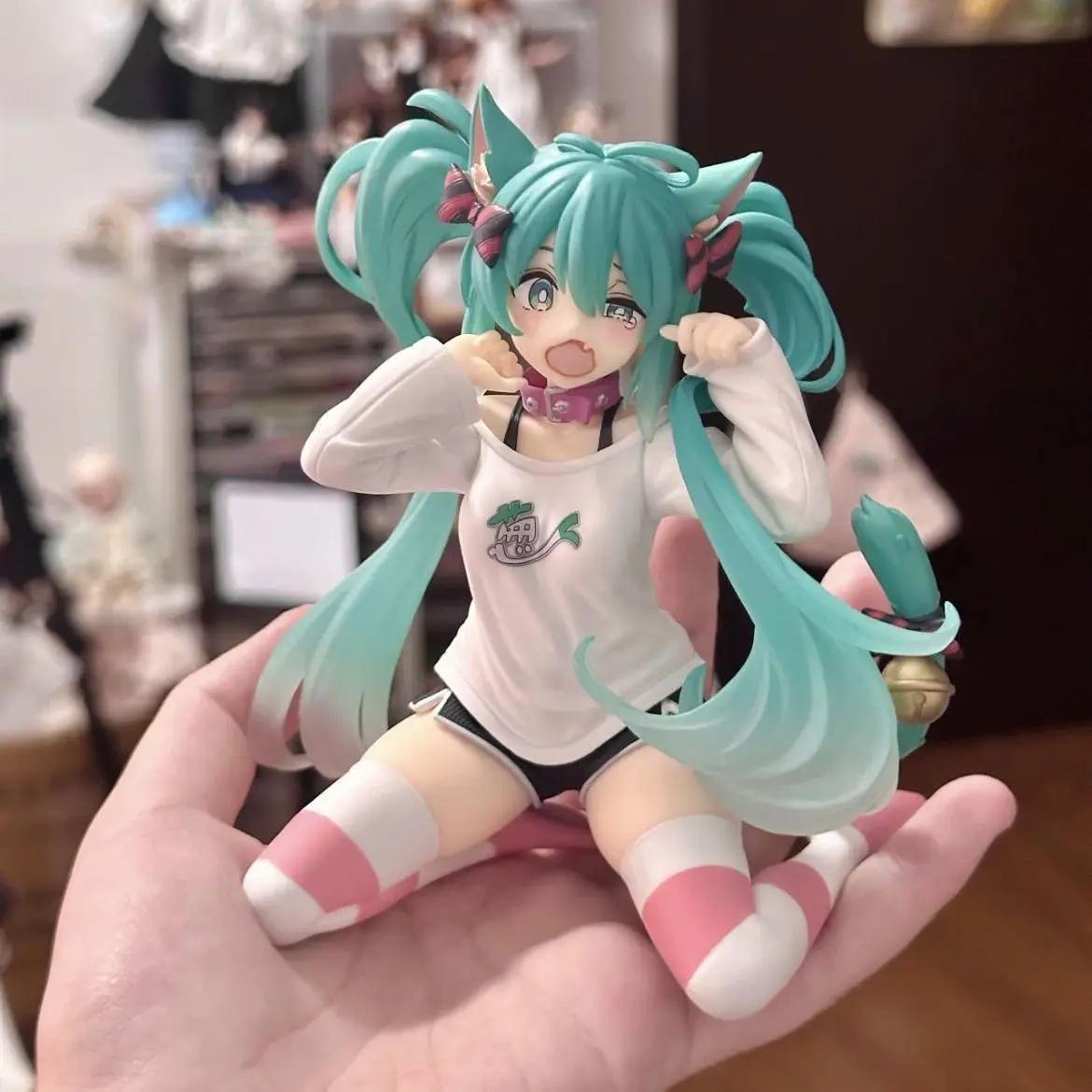 2026 ** 12 cm Anime Hatsune Miku figurine avec oreille de chat à manches longues vêtements PVC modèl