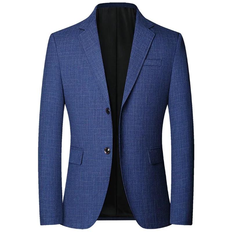 Manteau de Costume Homme Automne 2025 – Blazer à Carreaux Tendance avec Col Rabattu, Manches Longues