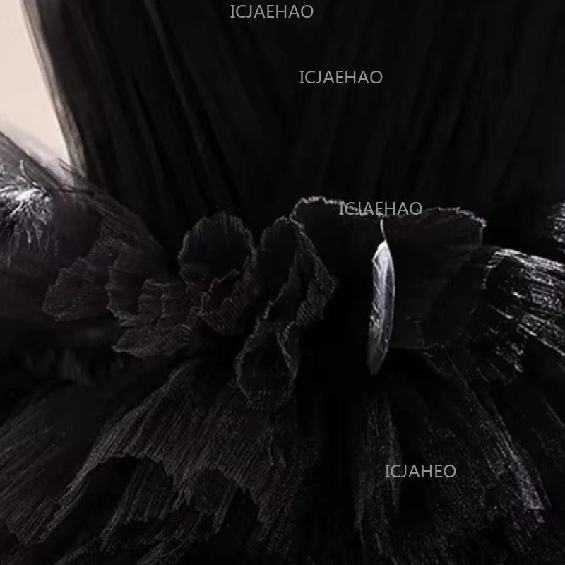 Robe de princesse noire pour filles, tenue de performance au piano, robe de soirée, tenue de cérémon