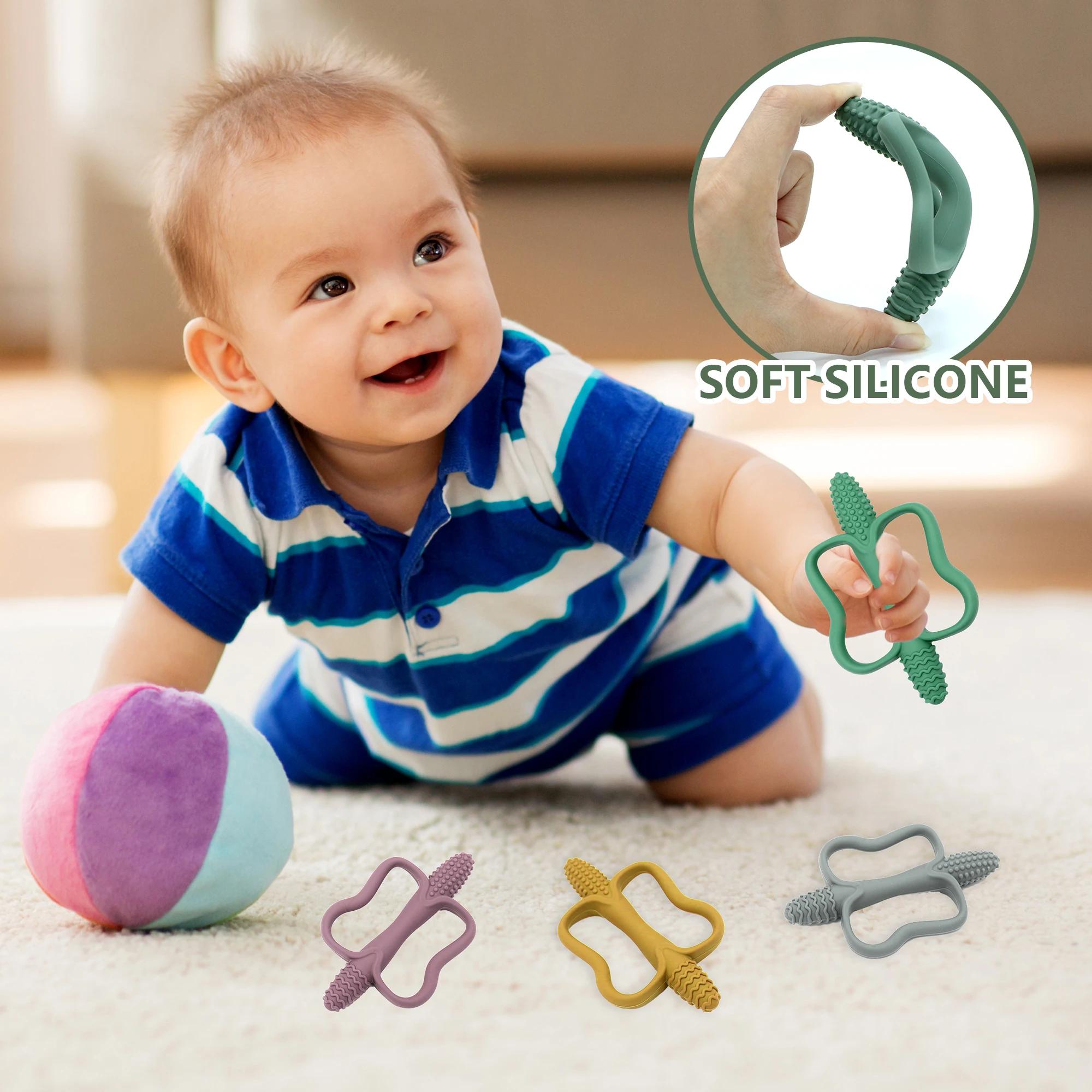 Jouets de dentition pour bébé avec poignées faciles à saisir, jouets de dentition en silicone de qua