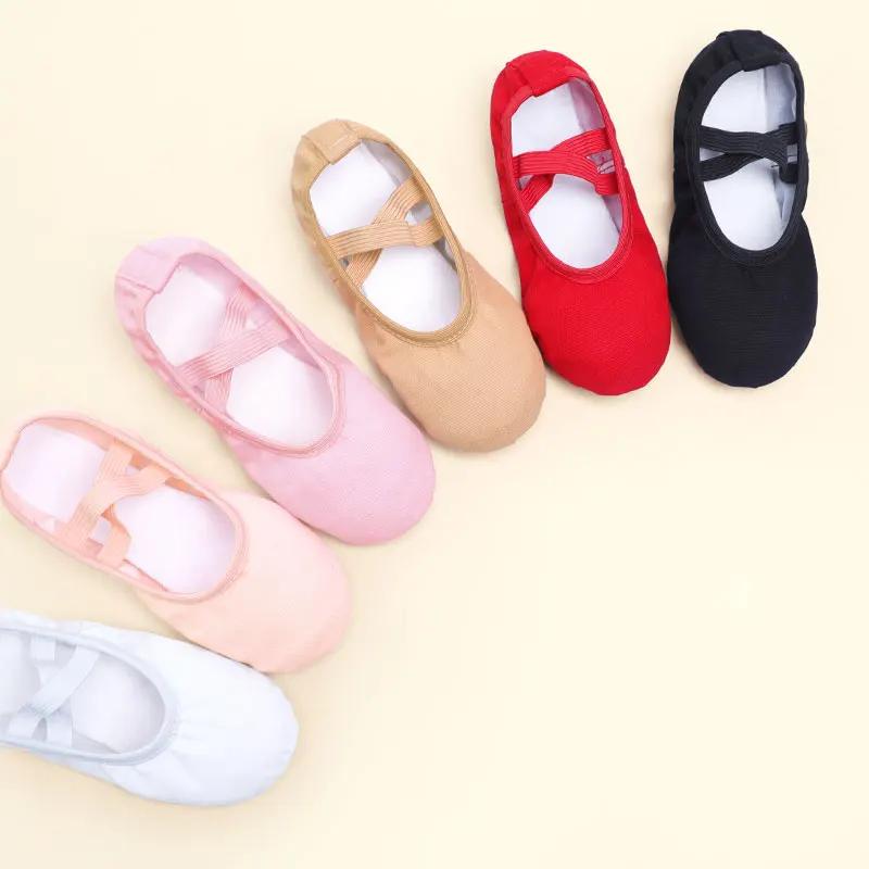 Chaussures de Ballet pour filles, chaussures de danse pour femmes, pantoufles de danse en toile à se