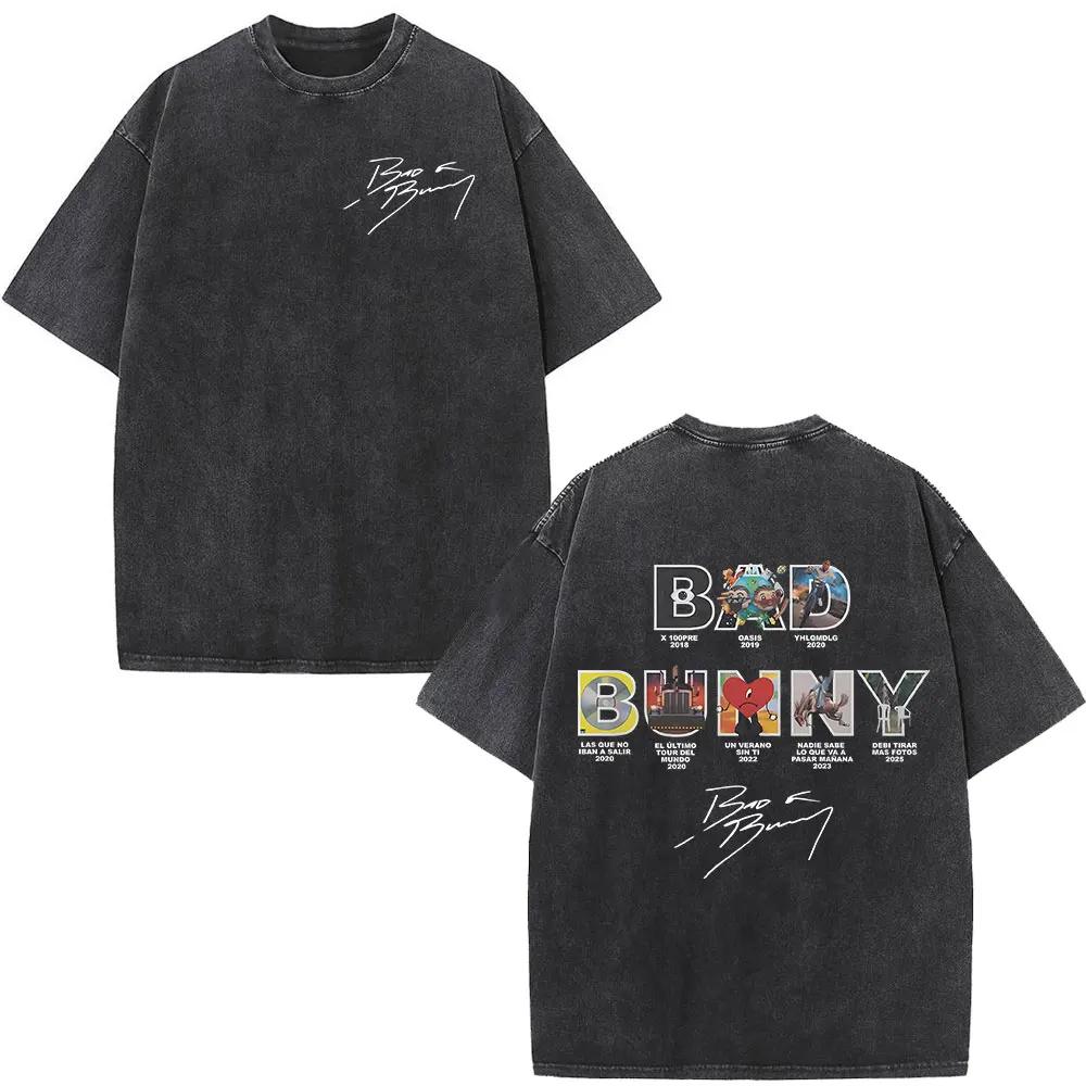 Rappeur Bad Bunny Album couverture impression T-shirt Debi Tirar Mas Fotos DTMF lavé Vintage T-shirt
