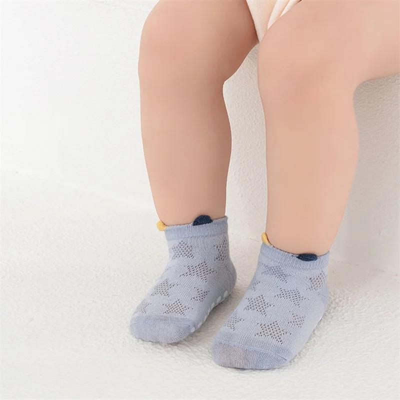 4 paires/ensemble coton respirant enfants chaussettes printemps été mince bébé maille chaussette cou