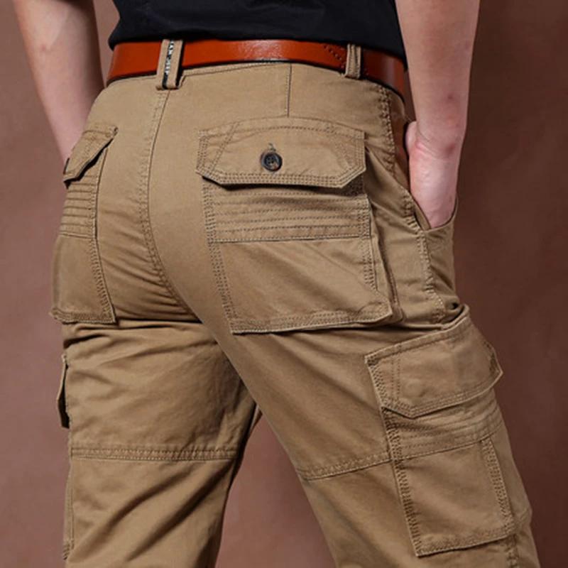 Pantalon Cargo kaki hommes coton Militar Safari vert multi-poches Baggy Denim hommes pantalons décon