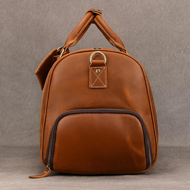Sac de voyage en cuir de vachette de haute qualité pour homme, sac de week-end en cuir véritable pou