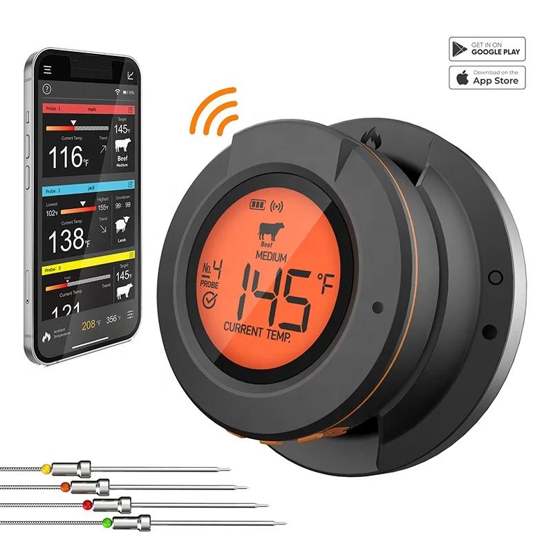 Thermomètre à viande sans fil numérique Bluetooth, pour cuisson des aliments, barbecue, gril, four, 
