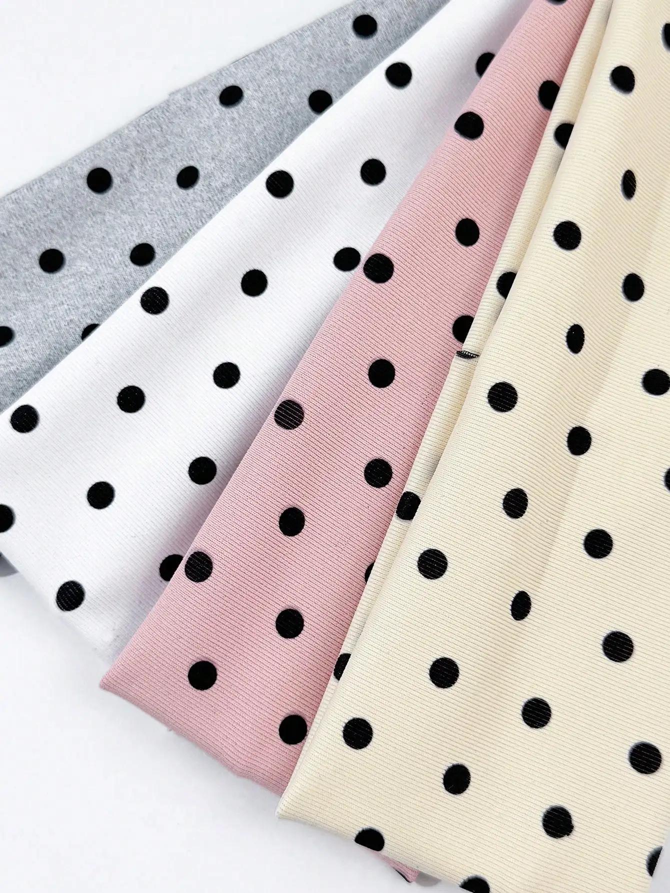 4 pièces/ensemble dames à pois imprimé large bord élastique bandeau de cheveux visage maquillage spo