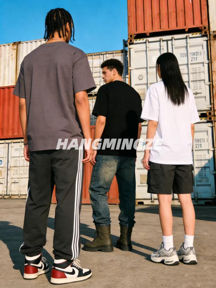 Lot de 3 T-shirts Américains en Coton Lourd 230 GSM à Manches Courtes pour Hommes et Femmes, Couleur