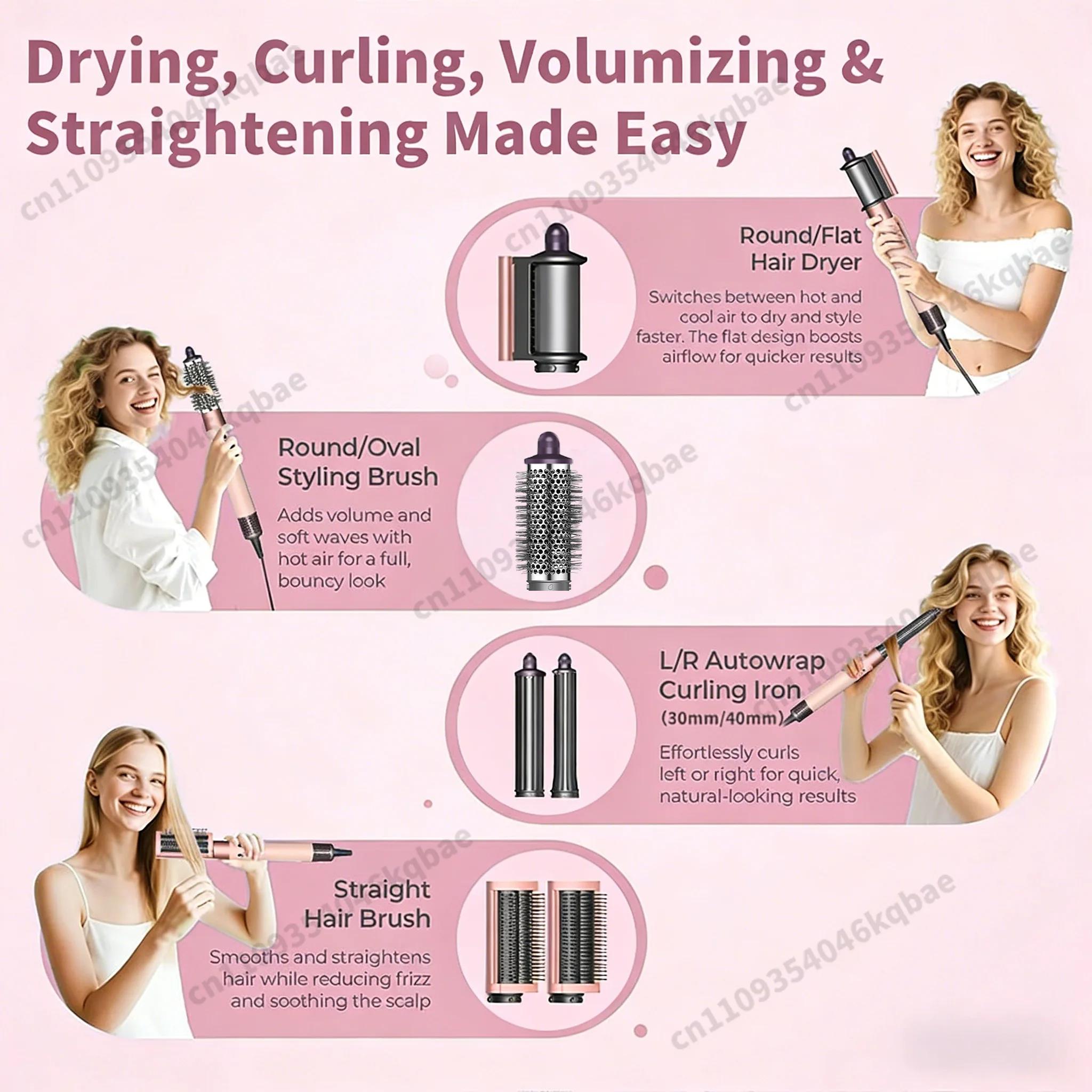 Sèche-cheveux multi-styles 6-en-1 Sencicimen avec brosse ionique négative pour coiffage automatique 