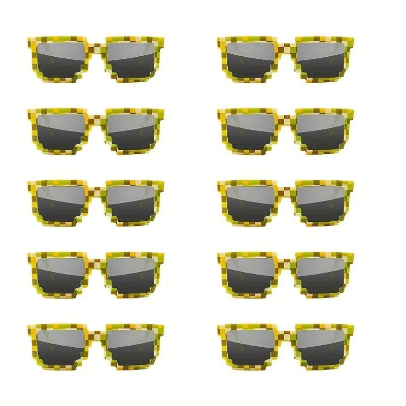 Paquet de 10 lunettes de joueur Pixel 8 bits, lunettes décoratives à monture en plastique, cadeaux d