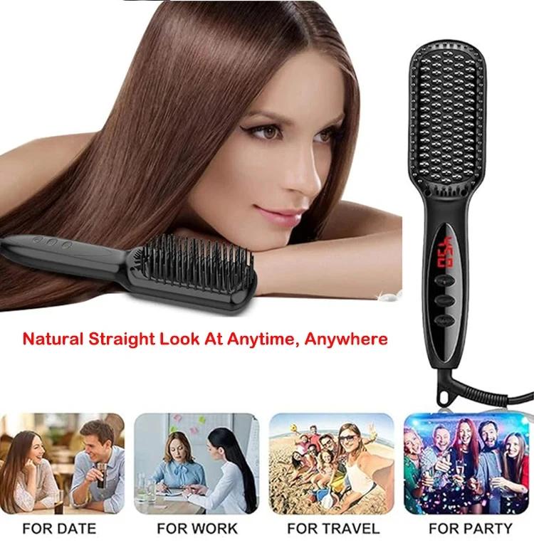 Brosse à Lisser les Cheveux, Peigne Électrique, Chaud, Anti-Brûlure, Céramique, Barbe