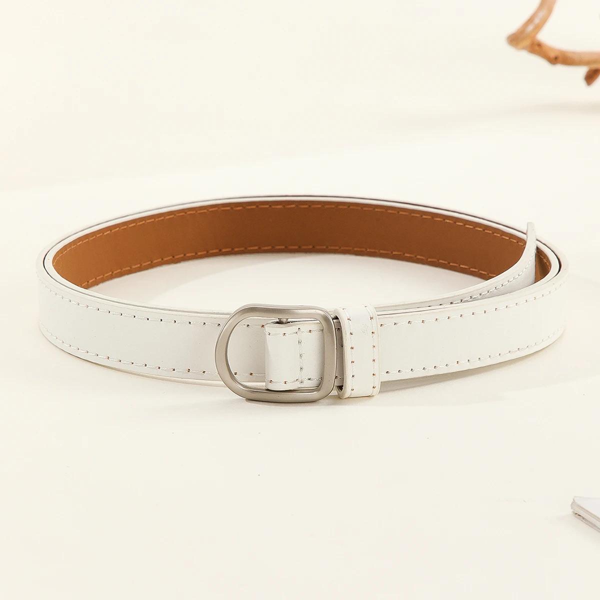 Ceinture paresseuse décontractée Simple perforée pour femmes, associée à des jeans, ceinture en cuir