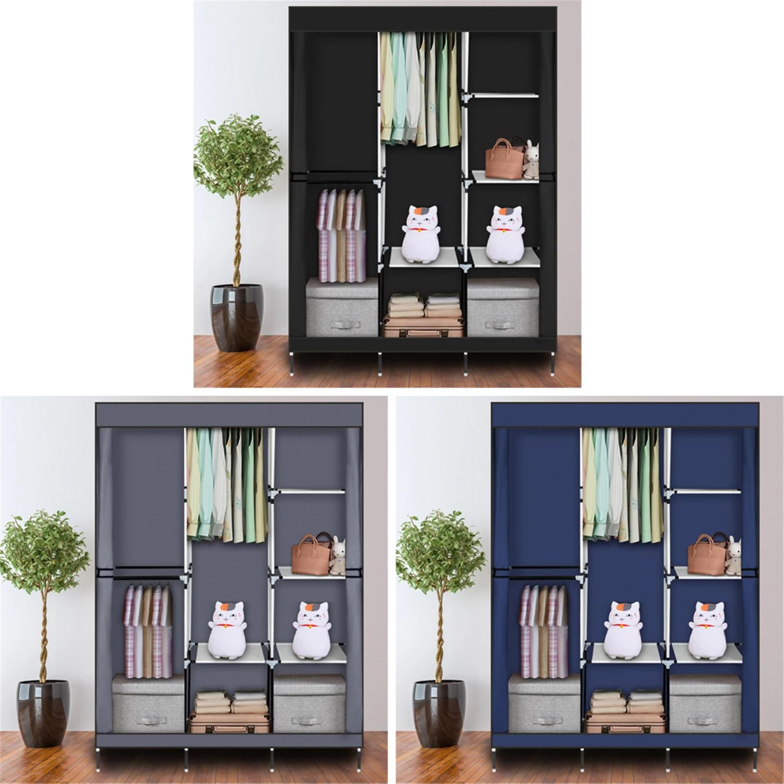 Armoire de rangement portable T1 avec étagère, armoire à vêtements, gris, 71 po