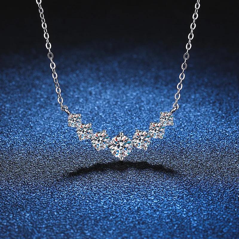 Collier Moissanite pour femme, bijoux fins de mariage avec certificats, plaqué argent Sterling 925, 