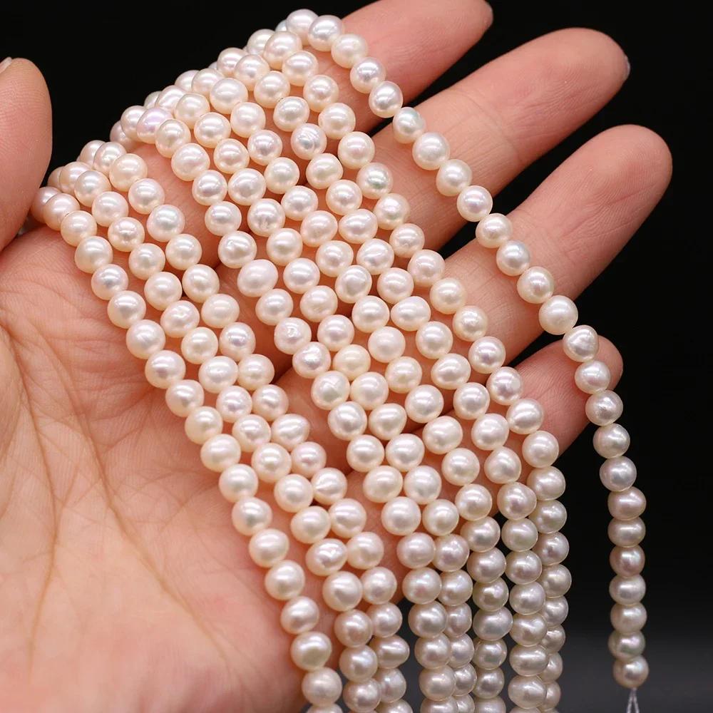 Perles d'Eau Douce Naturelles Blanches AAA + de 4 à 5mm, Perles Rondes d'Espacement pour Bijoux de B