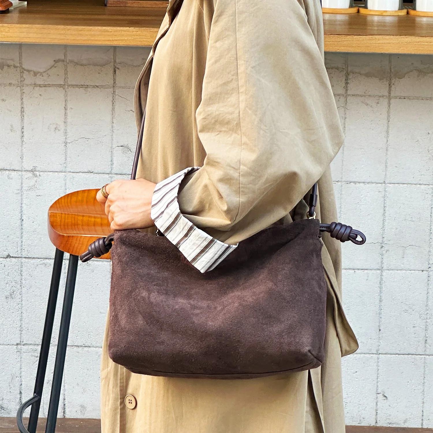 Nouvelle mode mat cordon nuage sac mode unique épaule sac à bandoulière rétro daim peau de vache sac