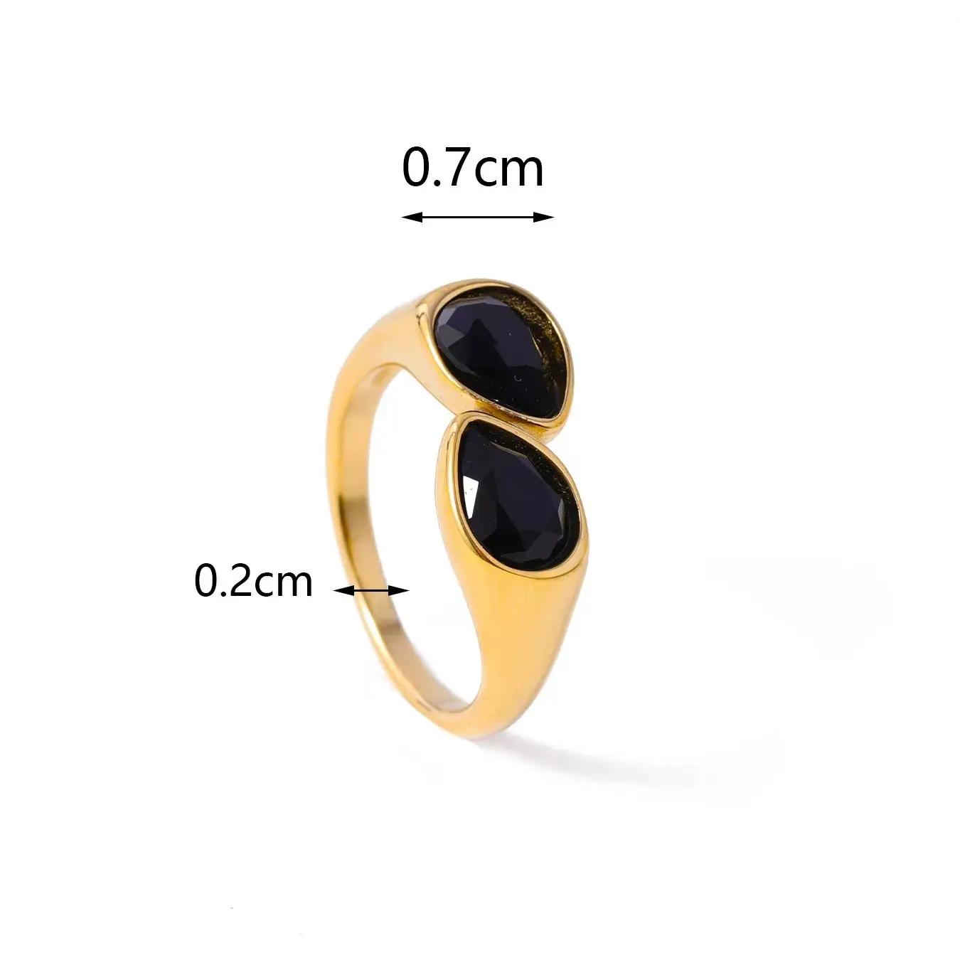 CARLIDANA luxe titane acier zircone anneaux ouverts pour les femmes 14K plaqué or acier inoxydable g
