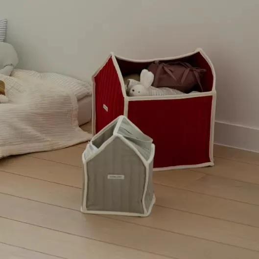 Sac de rangement en coton rouge de style maison pour couches, vêtements et jouets de bébé, panier de