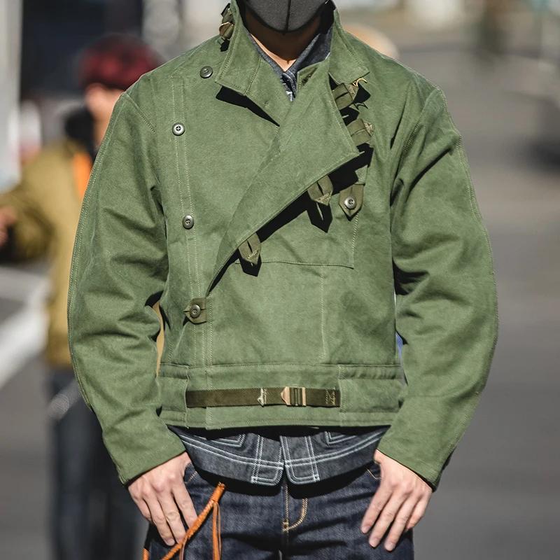 Veste de moto Maden pour homme, 16 oz, en toile de coton, style safari asymétrique, vêtement de trav