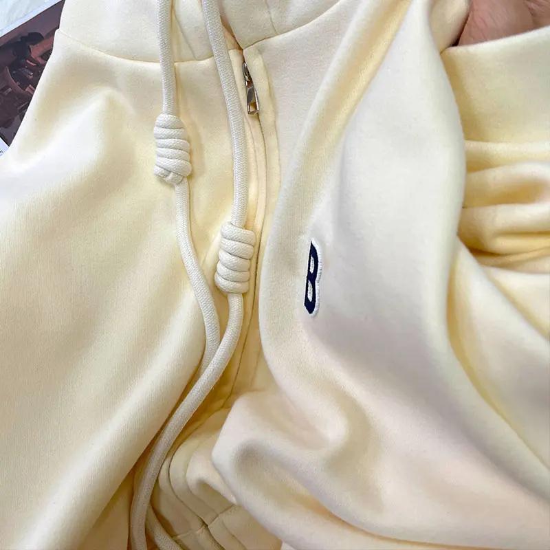 Sweat à Capuche Bordeaux pour Femme, Mode Vintage, Style Coréen, Fermeture Éclair, Assressenti, Brod