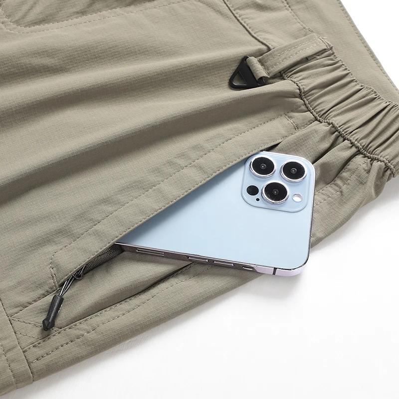 Pantalon convertible de randonnée cargo pour hommes, imperméable, séchage rapide, léger, fermeture é