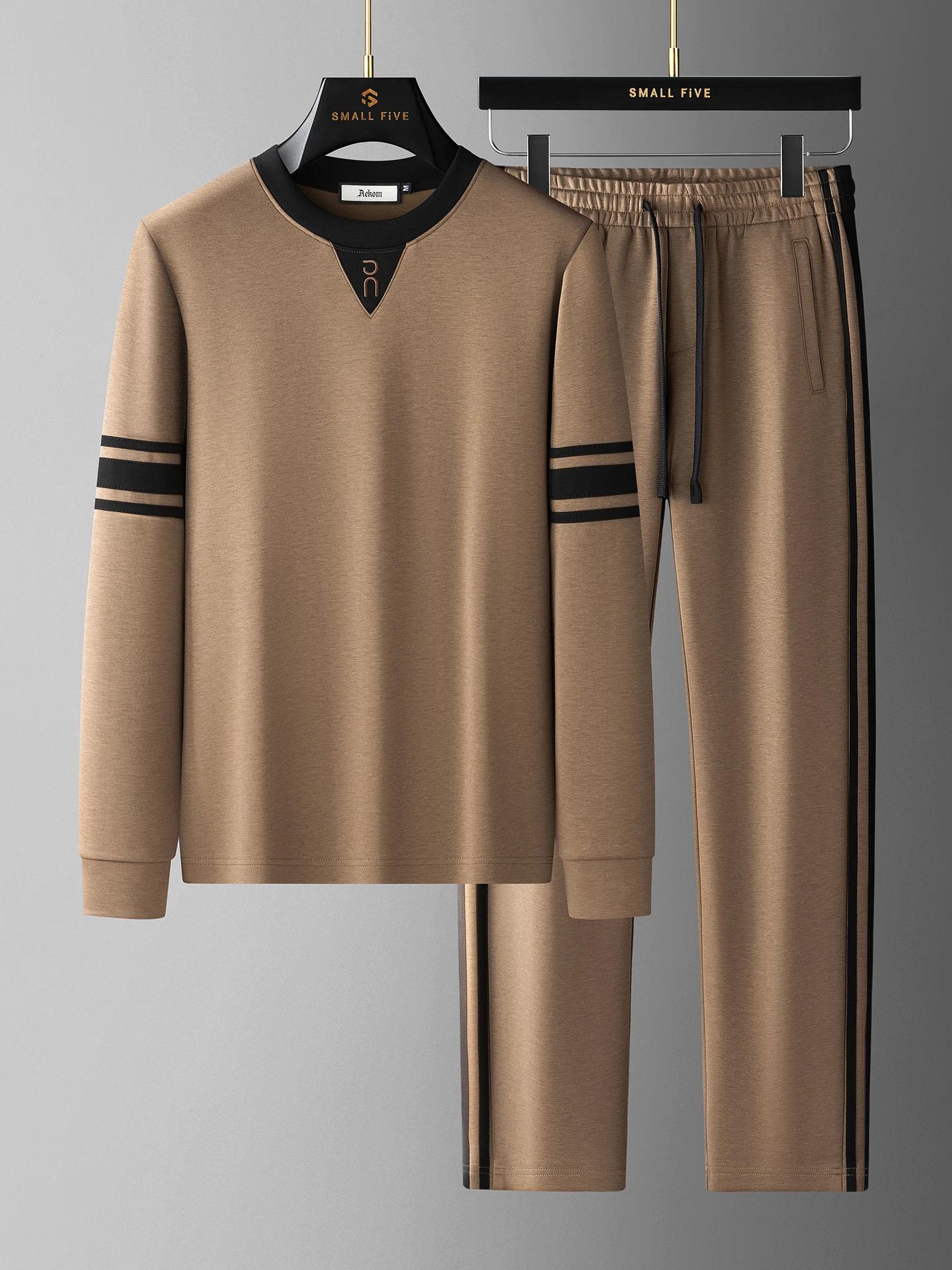JSBD automne mode tendance couleur-blocage et brodé Modal sweat deux pièces ensemble pour hommes déc
