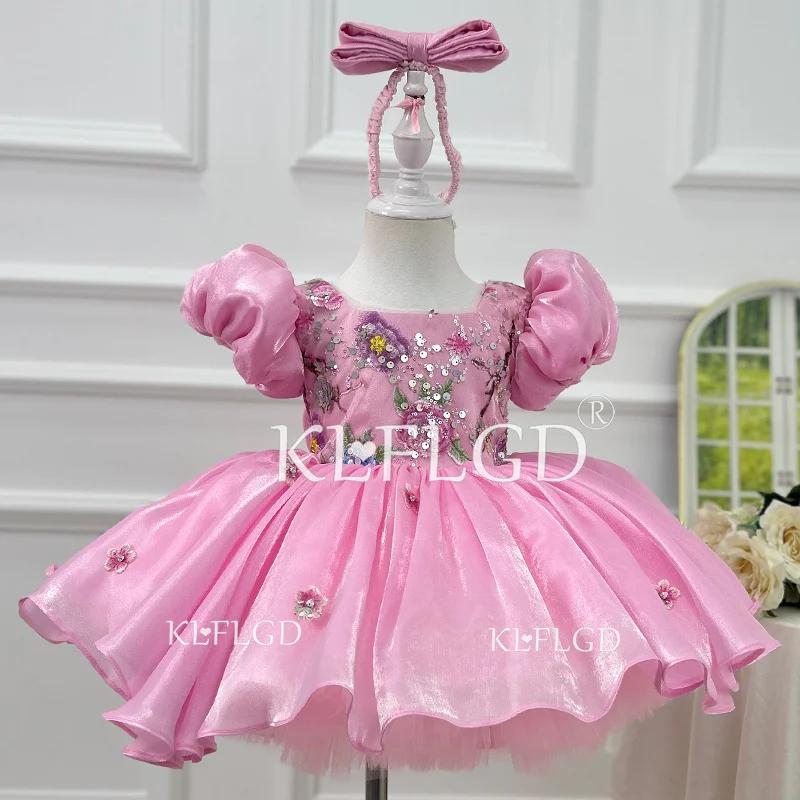Robe légère en dentelle faite à la main pour enfants, petite robe à manches volantes, robe baptive m