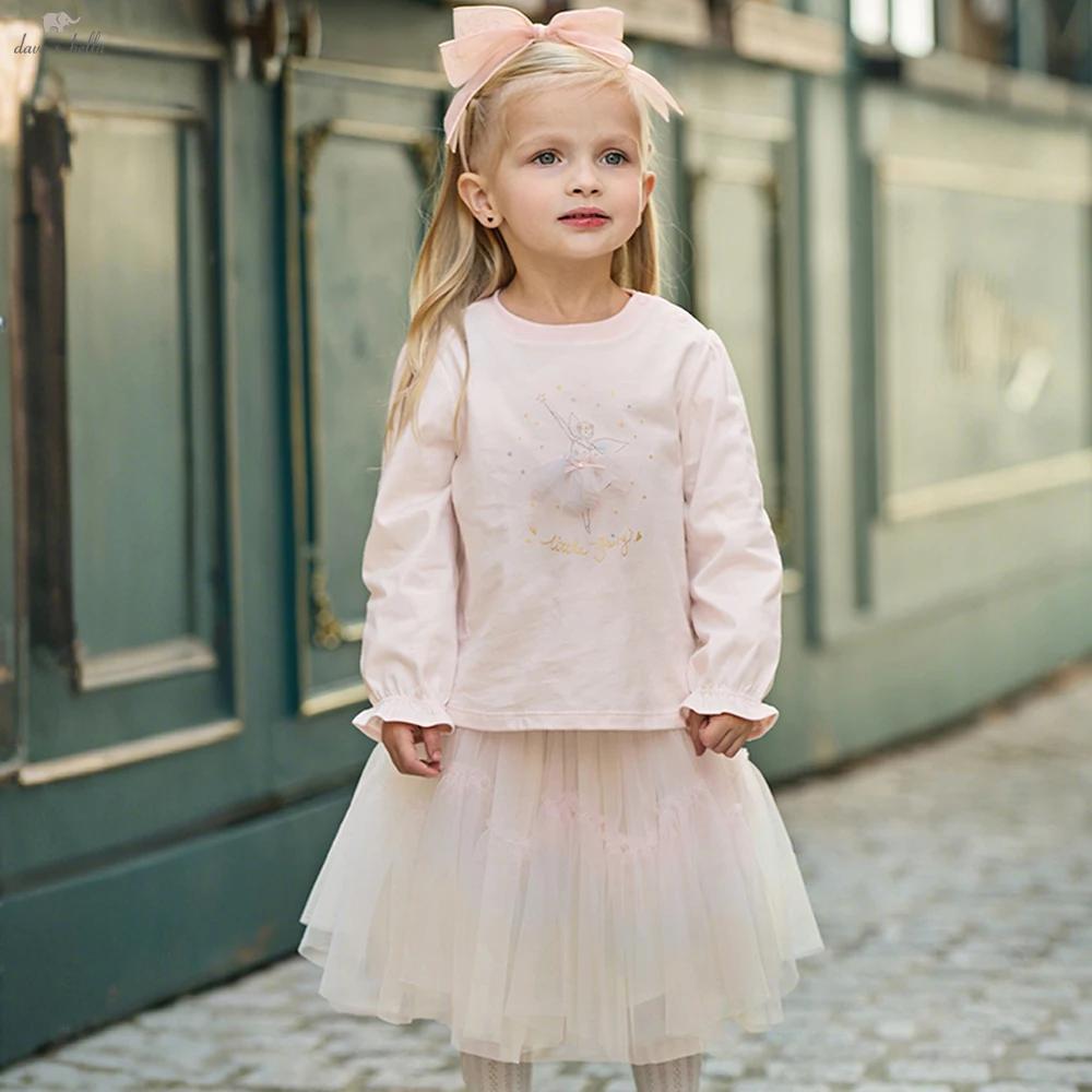 Ensemble jupe et t-shirt en maille pour filles Dave Bella, t-shirt à manches longues imprimé pour bé