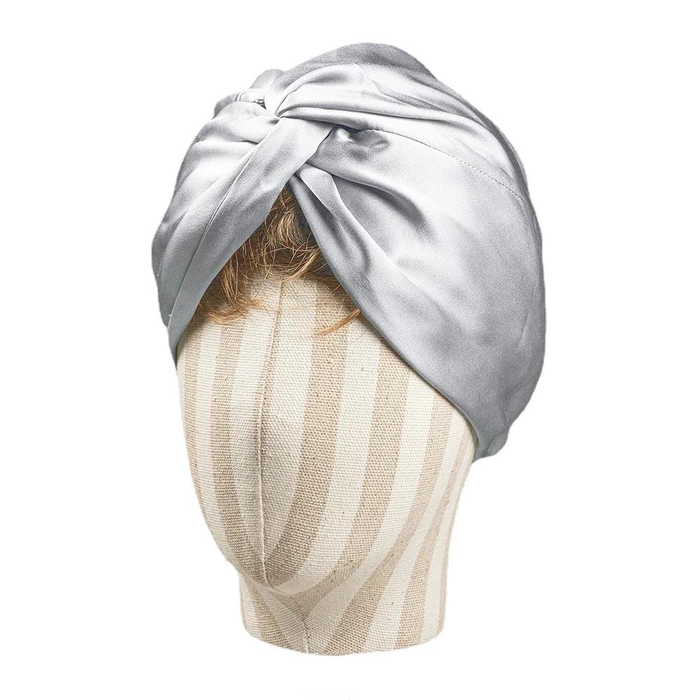 Bonnets Turban en soie de mûrier pour femmes, bonnet de nuit torsadé 19 Momme, bonnet enveloppant de