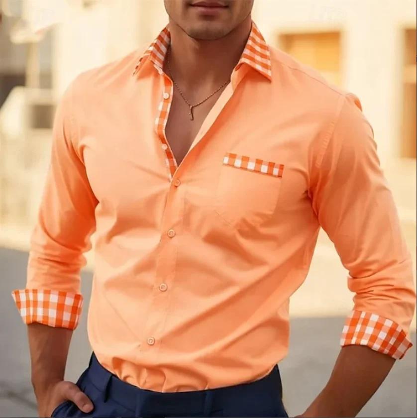 Chemise à manches longues pour homme, tendance, nouvelle, imprimée en 3D avec un motif à carreaux, a