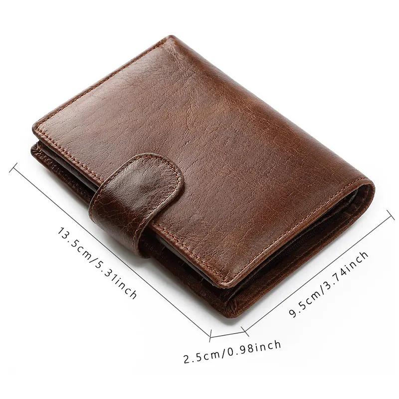 Portefeuille rétro en cuir véritable pour hommes, nouveaux porte-cartes courts, couche supérieure en