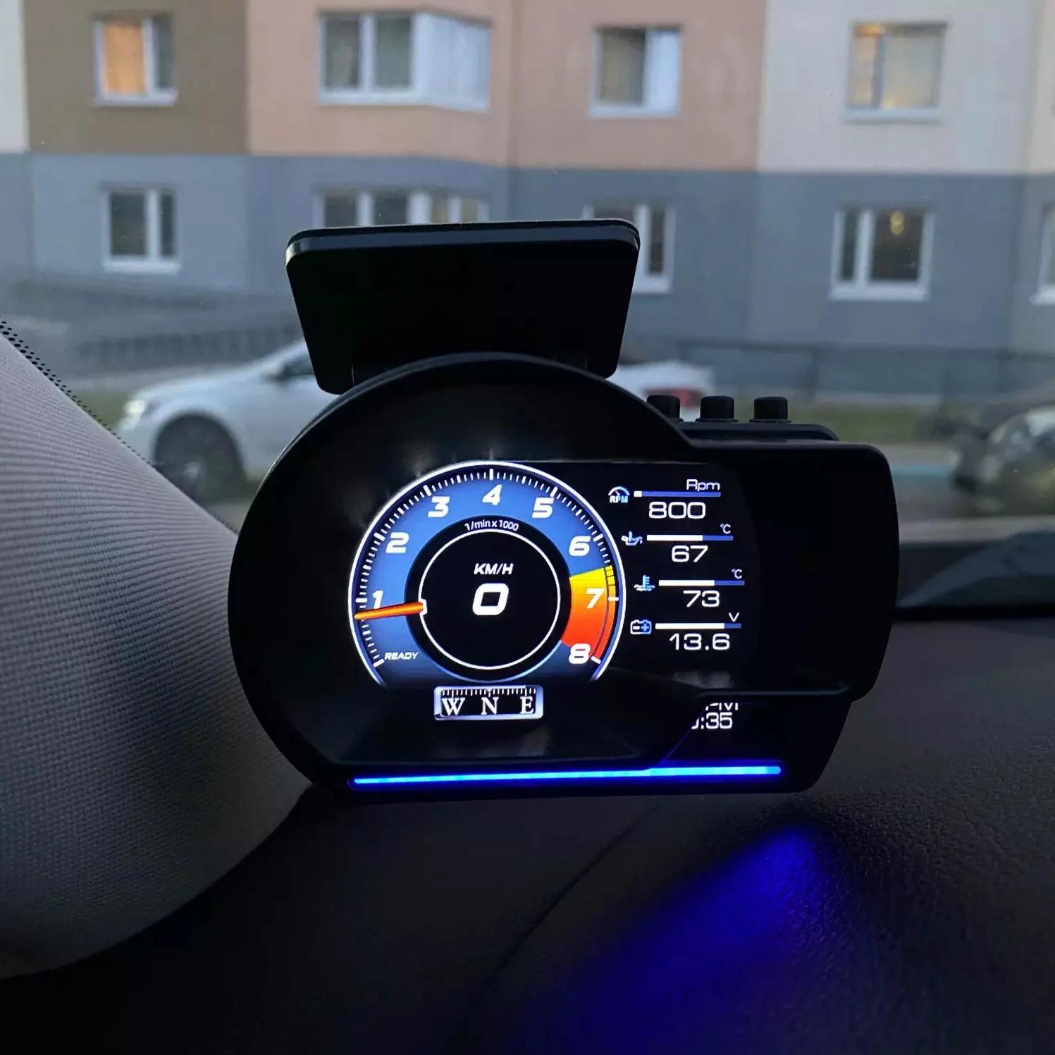 Afficheur tête haute pour voiture A501, OBD2, HUD intelligent, jauge de turbo, odomètre numérique, a