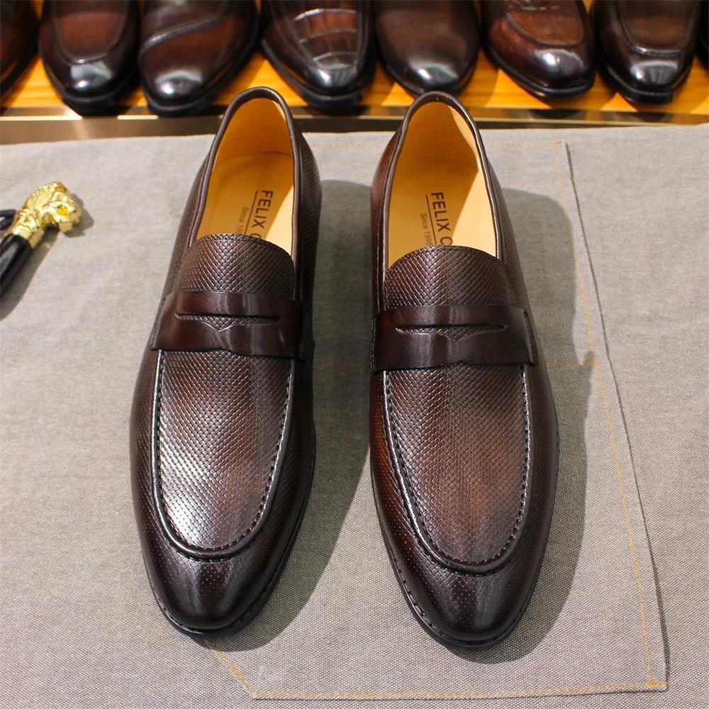 Mocassins confortables en cuir véritable, chaussures décontractées avec semelle en caoutchouc pour h